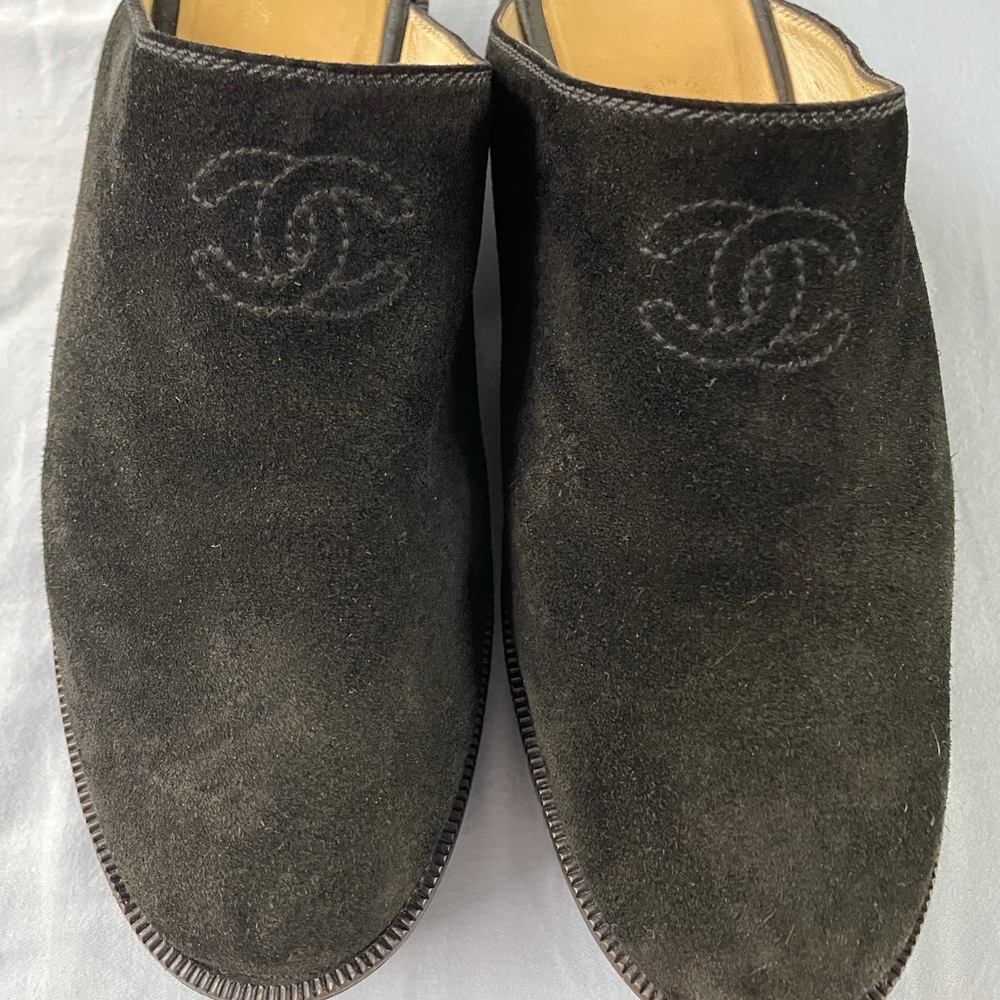 Authentic Chanel suede Mules size 8.5